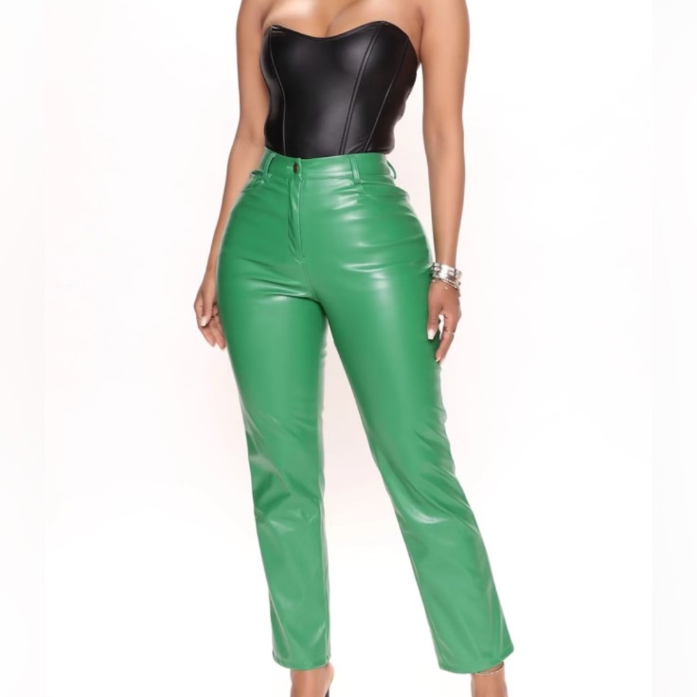 NWOT Fashion Nova Green Leather Pants